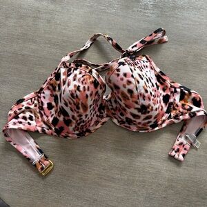 Victoria’s Secret vintage balcontte Leopard Print Bikini top 34DD push up EUC
